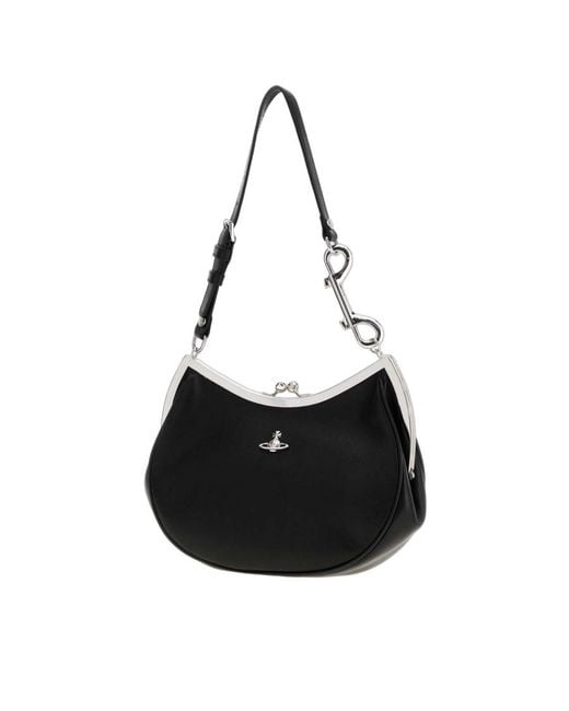 Vivienne Westwood Black Leather Charm Frame Purse Shoulder Bag Borse A Mano