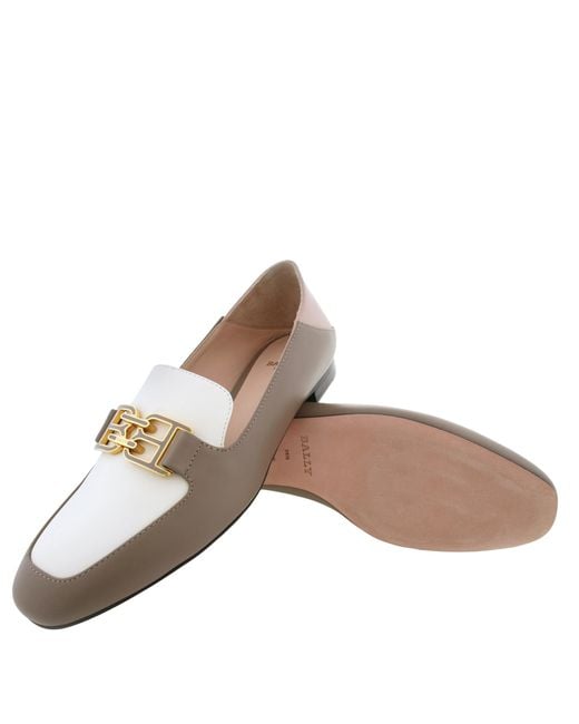 Bally Natural Ellah Flat Leather Loafers, Brand Size 36.5 Us