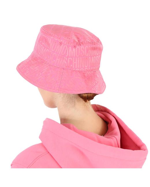 Moschino Pink Allover Monogram Logo Bucket Hat