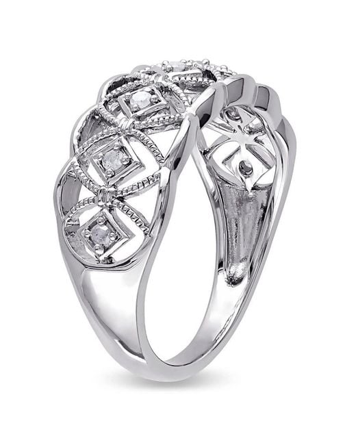 Amour Metallic 1/10 Ct Tw Diamond Openwork Ring