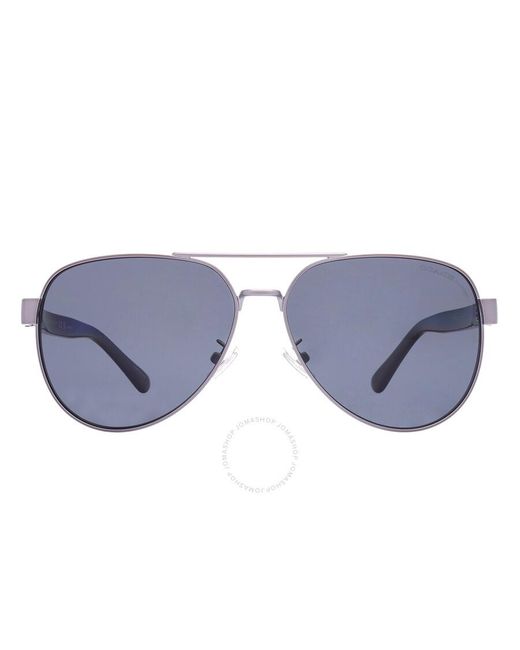 COACH Black Polarized Dark Grey Pilot Sunglasses Hc7143 900481 61 for men