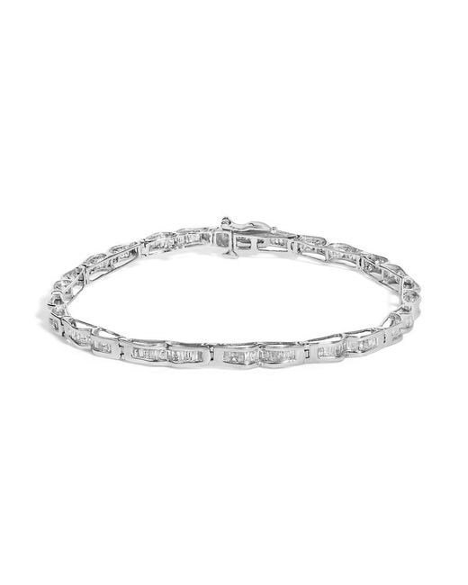 Haus of Brilliance Metallic 10K 2.00 Cttw Baguette Diamond Channel Set Link Bracelet