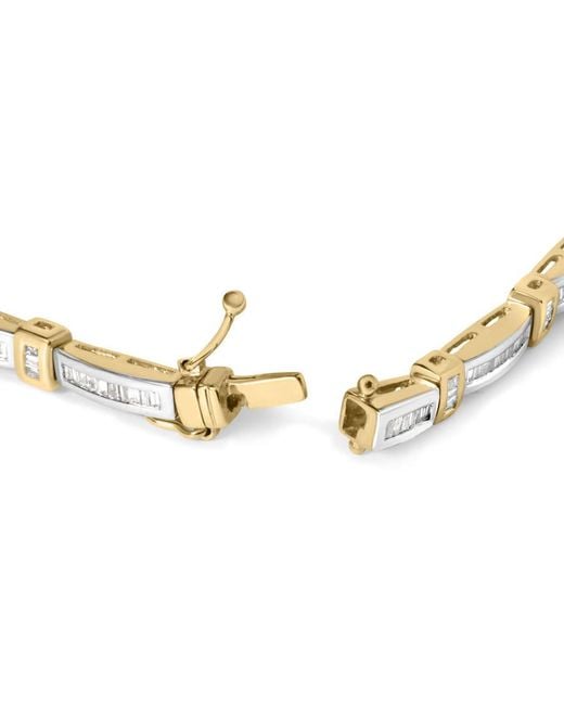 Haus of Brilliance Metallic 14K 1.00 Cttw Baguette Diamond Channel Link Bracelet