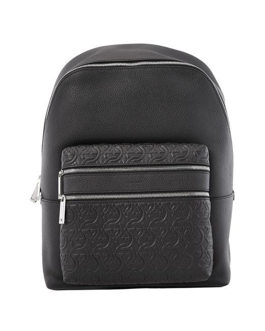 Ferragamo Gray Embossed Backpack for men