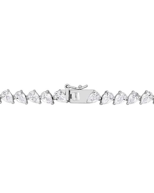 Amour Metallic 39 1/2 Ct Tgw Created Sapphire Teardrop Tennis Necklace for men