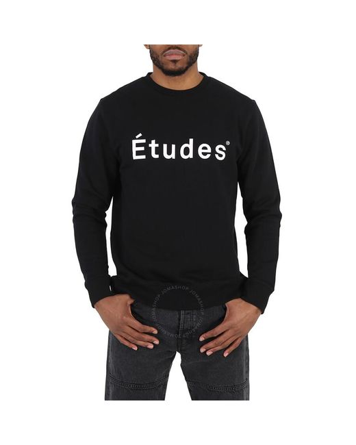 Etudes Studio Black Logo Print Organic Cotton Sweatshirt for men