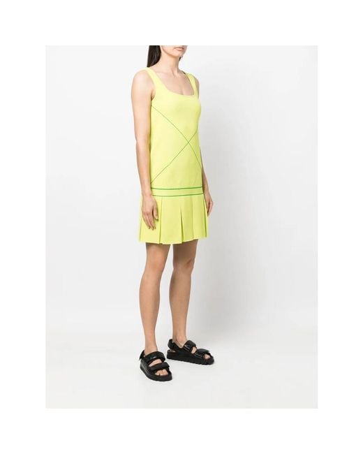 Bottega Veneta Yellow Sleeveless Drop-Waist Tennis Dress