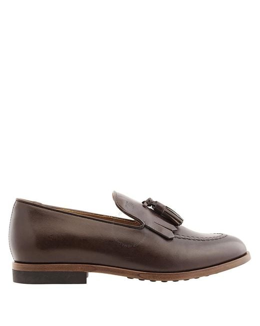 Tod's Gray Dark Leather Tassel Detail Loafers for men