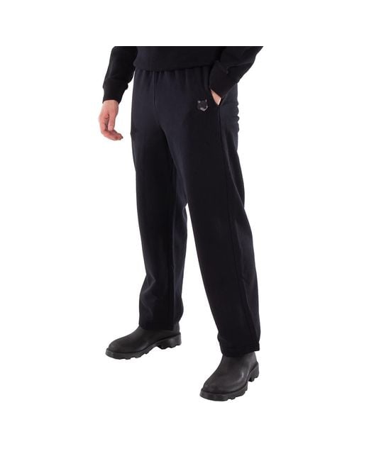 Maison Kitsuné Black Bold Fox Head Patch Joggers for men