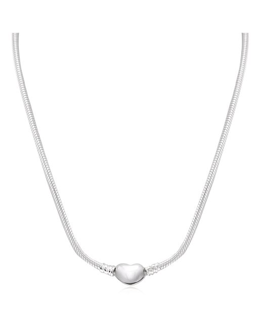 Pandora Metallic Moments Heart Clasp Snake Chain Necklace for men
