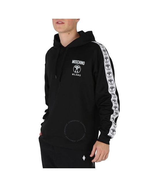 Moschino Black Fantasy Print Logo Tape Technical Strech Fleece Sweatshirt for men