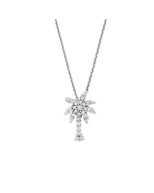Roberto Coin Metallic 18k White Gold Tiny Treasures Diamond Palm Tree Pendant for men