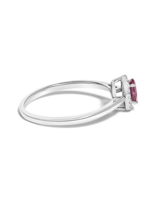 Haus of Brilliance White 10K 5X3Mm Oval Tourmaline And Diamond Accent Halo Ring (I-J Color, I1-I2 Clarity)