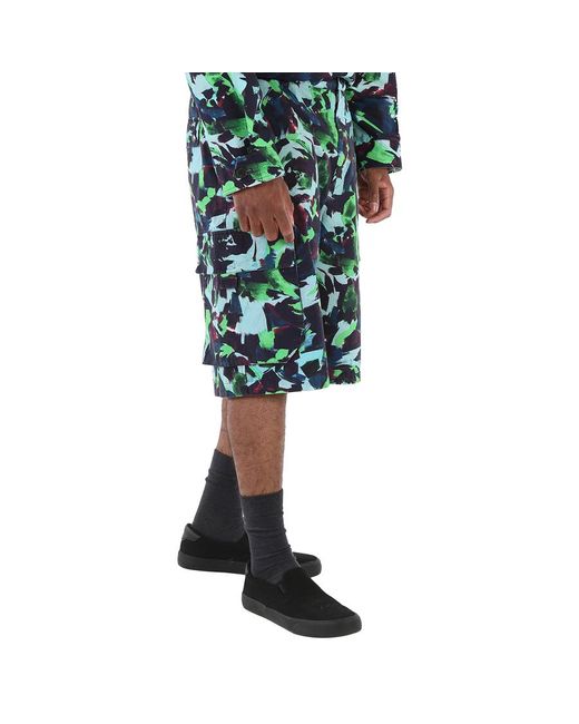 KENZO Green Grass Abstract-Print Cargo Shorts, Waist for men