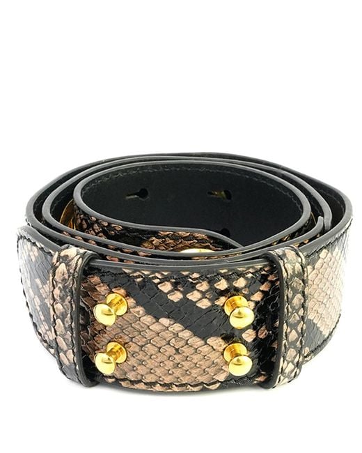 Burberry Black Apricot Ladies Phyton Print Leather Handbag Belt Strap