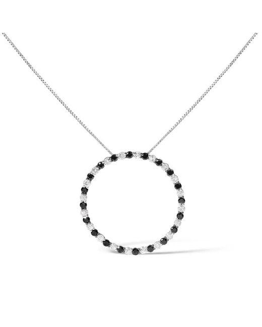 Haus of Brilliance Metallic 925 Sterling 2.0 Cttw Alternating And Diamond Open Hoop Circle Pendant Necklace