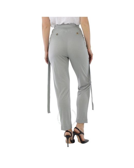 Burberry Gray Heather Melange Strap Detail Jersey Tailo Trousers