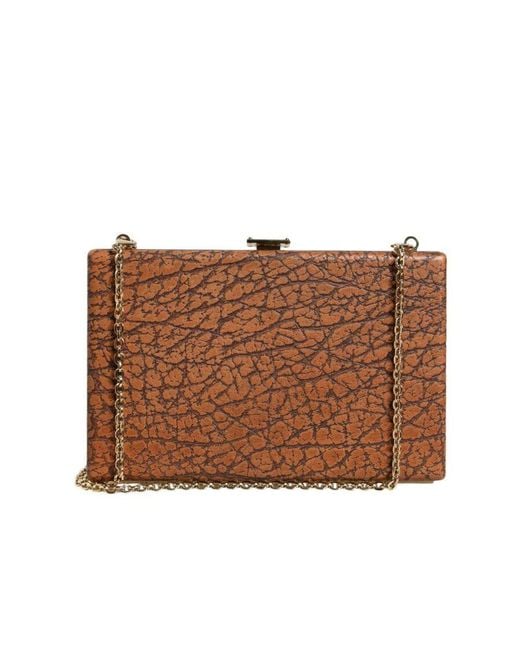 Dolce & Gabbana Brown Leather Frame Clutch Mini Crossbody Bag