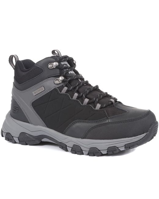 Skechers Leather Selmen Telago Waterproof Hiking Boots in Black for Men ...
