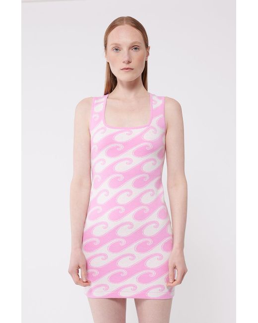 JoosTricot White/pink Waves Peachskin Mini Tank Dress | Lyst