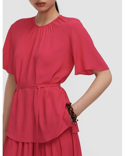 Joseph Red Libby Silk Blend Crepe Top