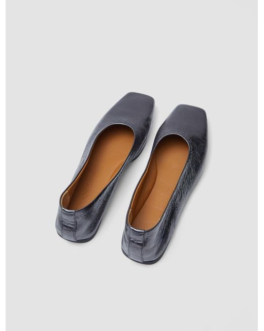 Joseph White Metallic Leather Ballerinas