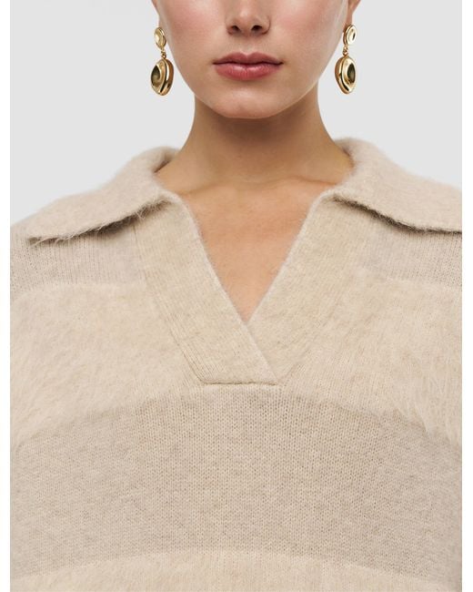 Joseph Natural Take Brushed Alpaca Striped Jumper