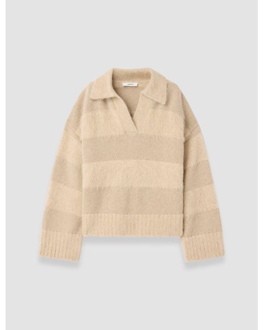 Joseph Natural Take Brushed Alpaca Striped Jumper