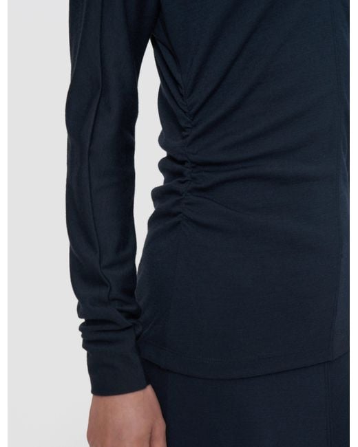 Joseph Blue Wool Jersey V Neck Top
