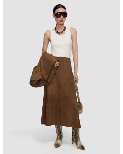 Joseph Natural Helius Light Suede Skirt