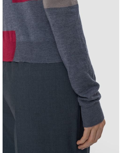 Joseph Blue Overlay Cashair Round Neck Jumper