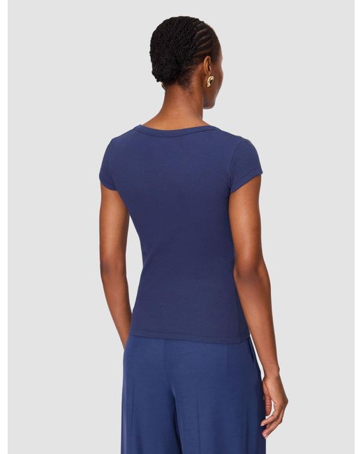 Joseph Blue Saba Cotton Rib Top