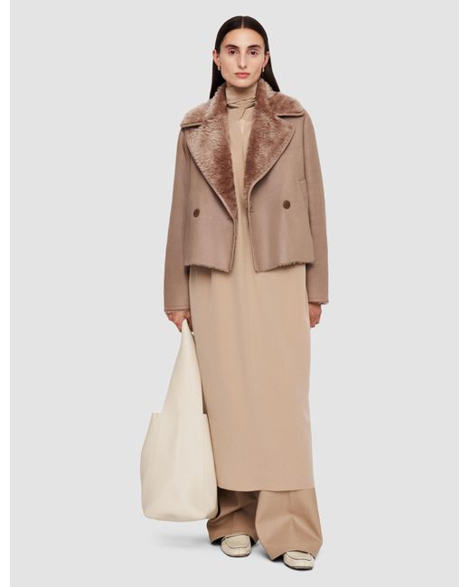 Veste Rousse en peau lainée texturée Joseph en coloris Natural