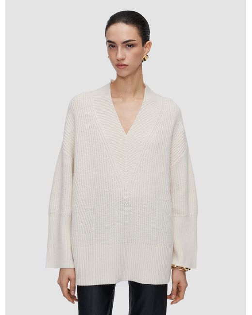 Joseph White Noel Fisherman Rib Cashmere Jumper