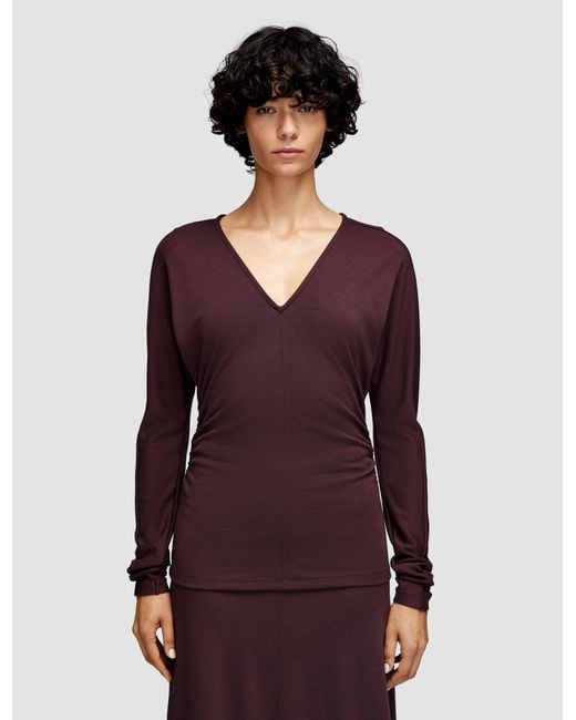 Joseph Purple Wool Jersey V Neck Top