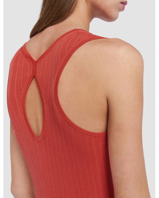 Joseph Red Viscose Rib Knit Dress