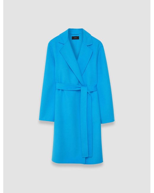 Joseph Blue Double Face Cashmere Cenda Long Coat