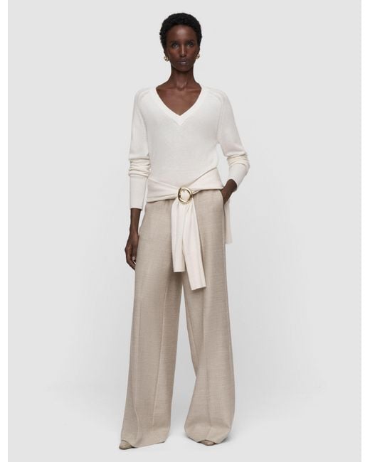 Joseph White Lucille Light Pure Cashmere V Neck Jumper