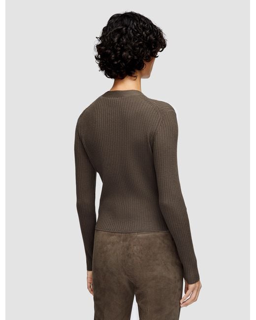 Cardigan En Maille De Laine Mérinos Côtelée Joseph en coloris Natural