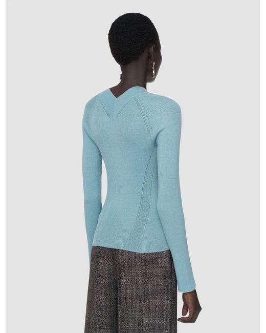 Top Harti En Maille De Lin Mélangé Joseph en coloris Blue