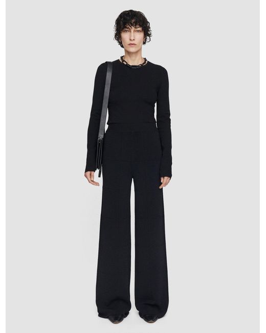 Joseph Black Grid Viscose Knitted Trousers