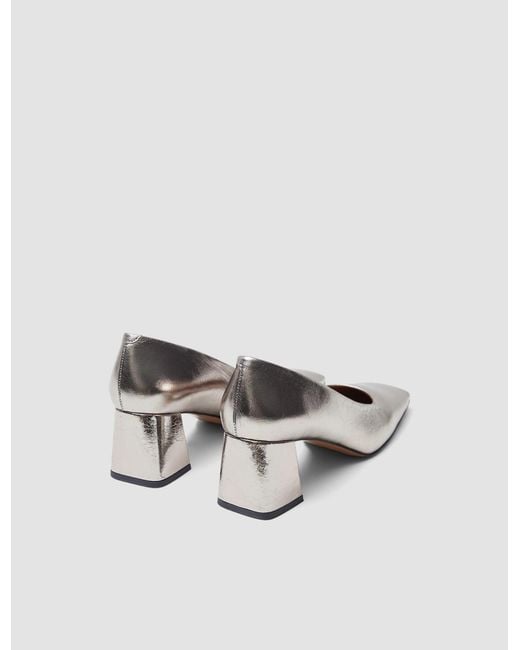 Joseph White Heeled Metallic Leather Shoes