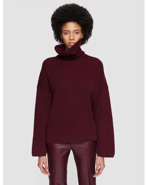 Joseph Red Light Cardigan Stitch High Neck Jumper