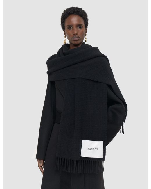 Joseph Blue Flora Waffle Wool Scarf
