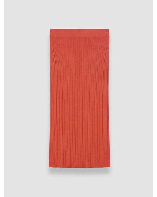 Joseph Red Viscose Rib Knit Skirt