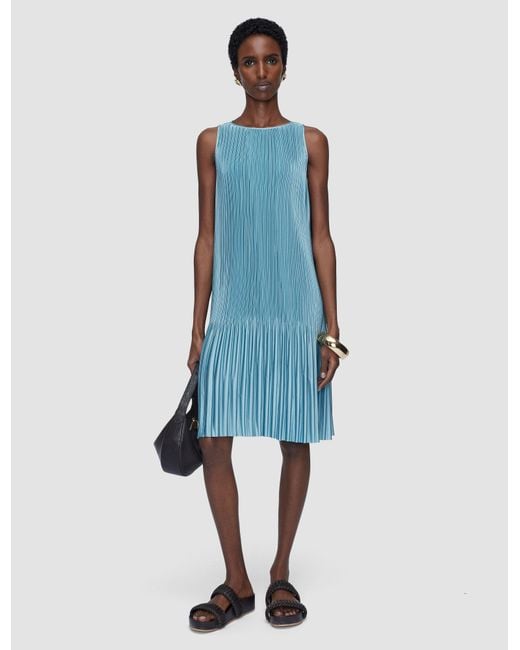 Joseph Blue Rida Pleated Satin Dress