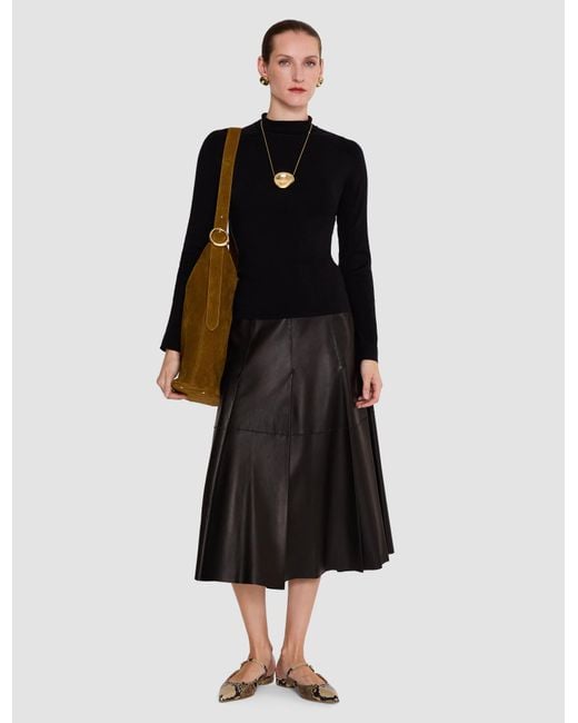 Joseph Black Lola Silk Stretch High Neck Top