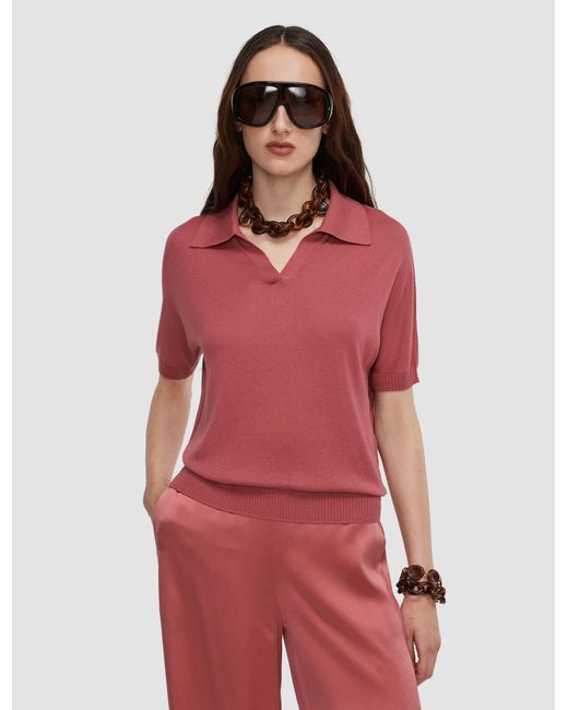 Polo Niata En Soie Superfine Joseph en coloris Pink