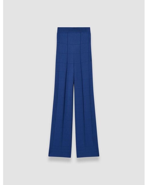 Joseph Blue Viscose Grid Knit Trousers