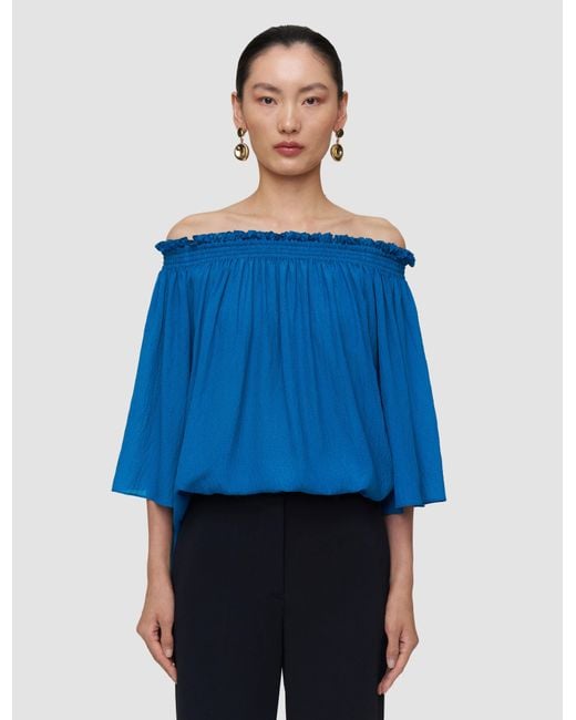 Joseph Blue Emi Textured Silk Top